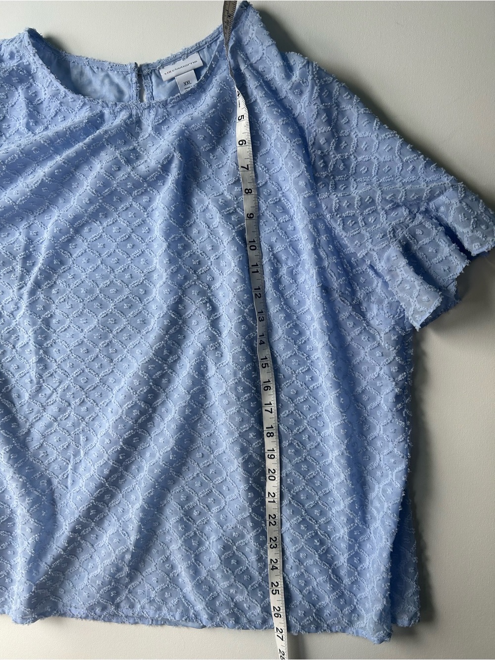 Liz Claiborne Light Blue Textured Flutter-Sleeve Blouse - Picture 8 of 8
